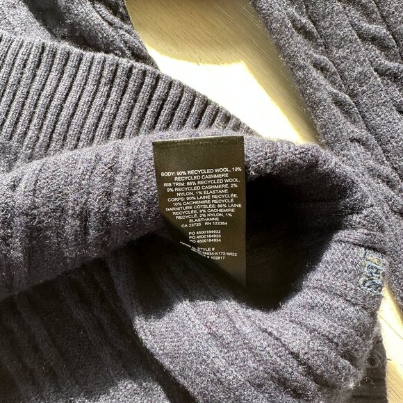 TNA Wool Cashmere Cable Knit Sweater Navy Size Large - Picture 3 of 5